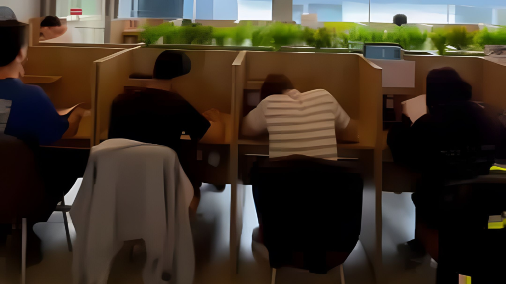 Ümitköy 4K VIP Kütüphane’de kitaplar ve bireysel çalışma masalarıyla donatılmış sessiz alanı